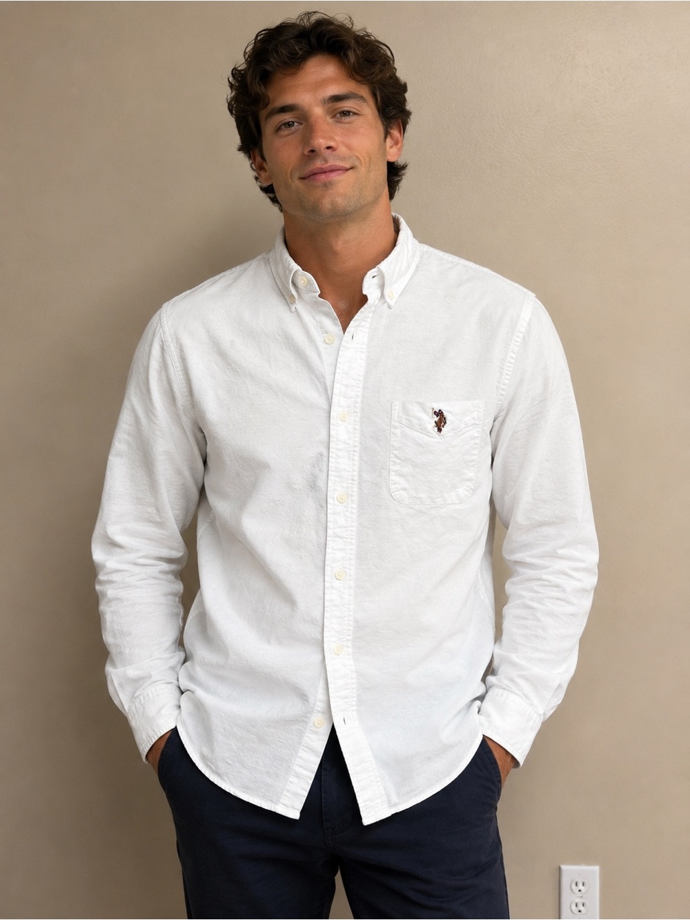 U.S. Polo Assn. White Oxford Button Down Shirt Men's XL Long Sleeve Classic